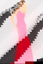 Red Stretch Crepe Neck gown 49861