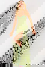 Corset bodice evening dress with lace-up back