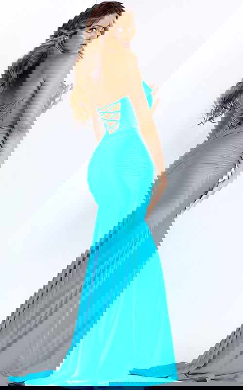 light blue prom dress with lace up back 49875