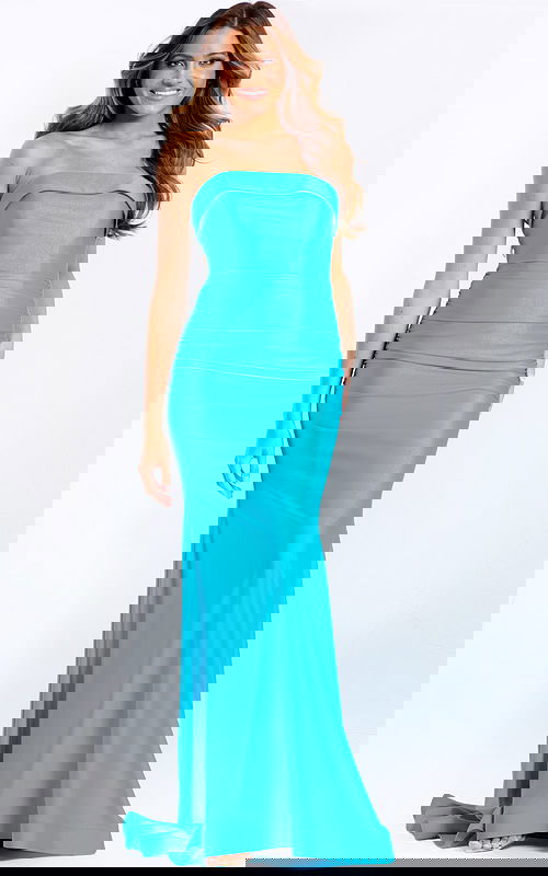 strapless blue fitted dress 49875