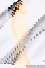 Gold fitted one shoulder prom dress with high slit