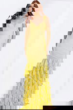 yellow fitted dress with layered skirt 49897