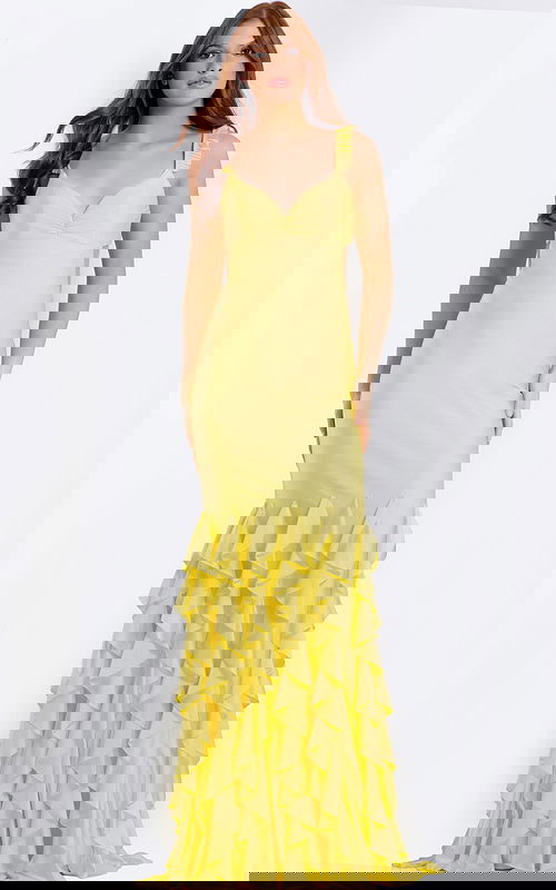 yellow fitted dress with layered skirt 49897