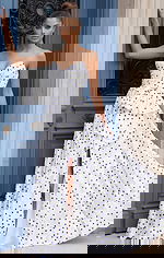 strapless poko dot dress with bow detail 49899