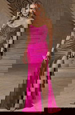 strapless corset bodice fuchsia dress 50012