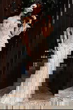 corset bodice sweetheart neckline embellished nude and silver dress 50204