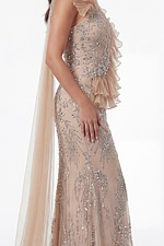 Nude mermaid gown with intricate crystal embellishments