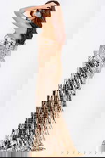 Shiny gold sequin gown with slit