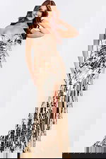 Gold mirror sequin prom dress