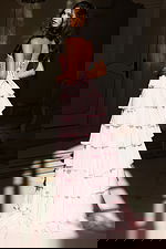 Romantic layered chiffon dress featuring sweetheart neckline