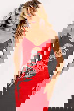 Sweetheart red prom gown with crystal rose embellishments