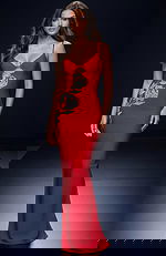 red fitted bodice in bandadage fabric dress