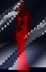 red fitted bodice in bandadage fabric dress