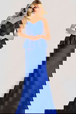 royal blue v neckline peplum dress 50257