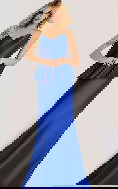 royal blue v neckline peplum dress 50257