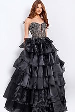 embellished corset bodice black dress 50259