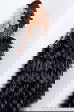 Tiered ruffle black gown with sheer bodice 50259