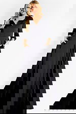 black long sleeves evening dress 50262