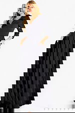 v neckline black flowy evening dress 50262