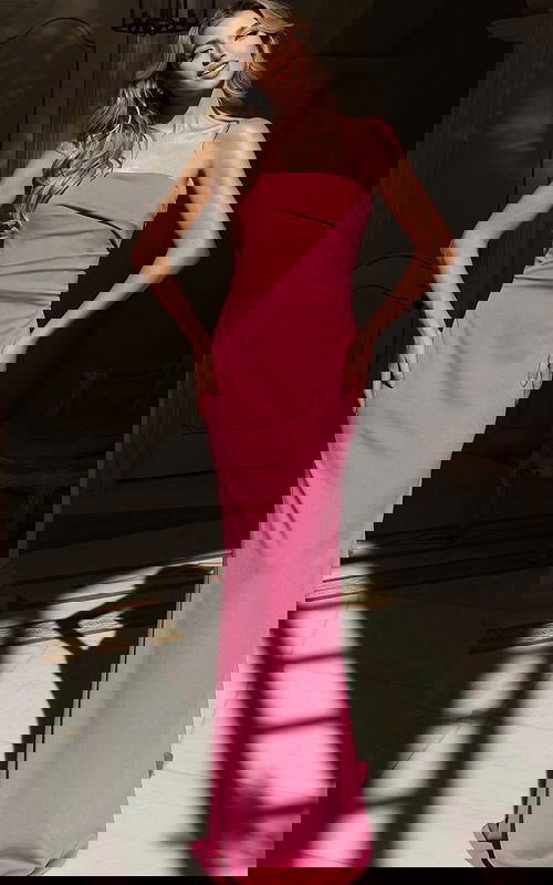 strapless sheath pink dress 50280