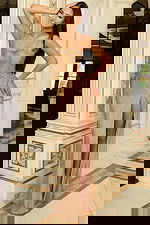 nude high slit cut out dress 50284