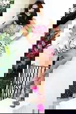 Strapless pink floral bubble mini dress