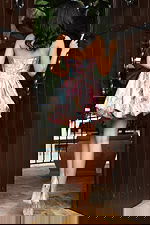 back of strapless floral fit and flare dress 51580