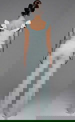 structured jumpsuit with sweetheart neckline and tailored waist