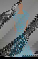 Strapless brocade mermaid gown with structured bodice and flared hem