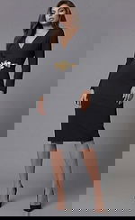 Elegant Long Sleeve V Neck Midi Dress With Sculpted Waist