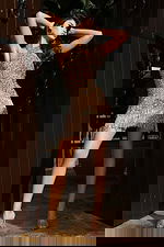 halter neck fitted fringe dress 51652