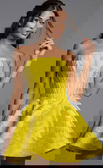 yellow corset bodice fit and flare dress 51709