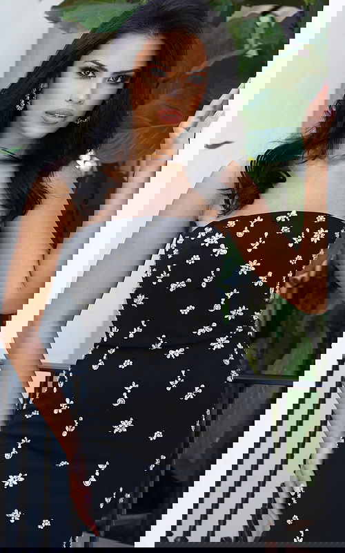 black strapless beaded dress 51807