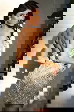 Silver Beaded Halter Mini Dress With Fringe 52000 - Image 2