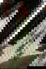 back of green embellished dress 52207