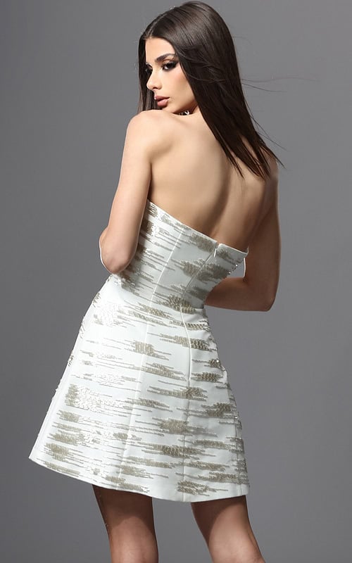 strapless sequin mini dress