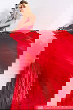 hatler neckline red dress 48291