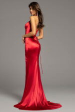 red halter neck dress D5032