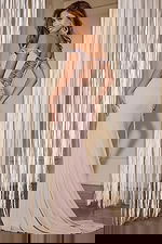 pink open back off the shoulder dress D5064