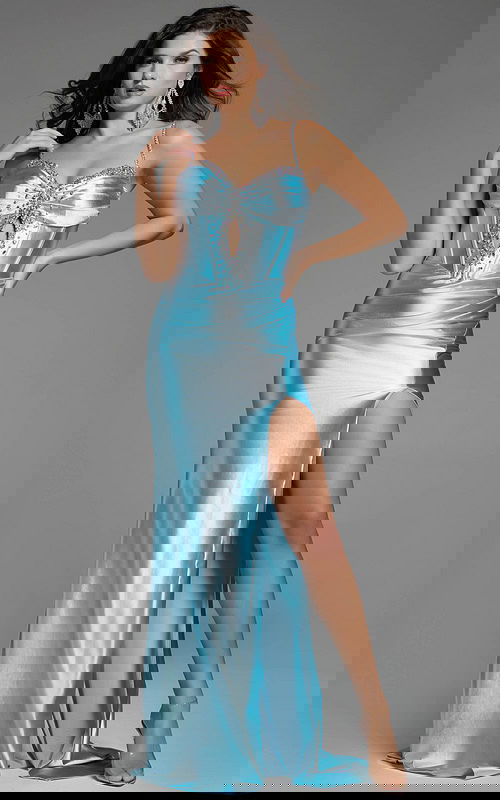 corset bodice with keyhole and high slit D5073