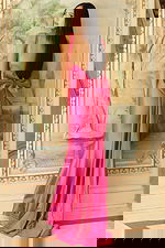 pink backless dress with bow detail D5304