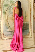 pink backless dress with bow detail D5304