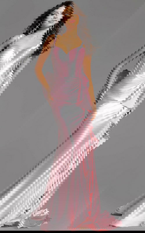 backless pink dress with bow details D5305