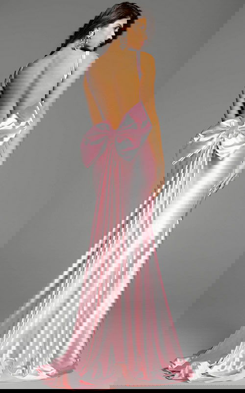 pink dress with bow details D5305