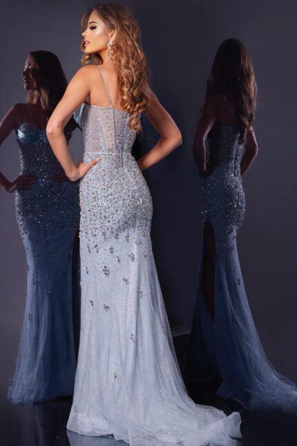 Back view of Jovani D5500 dress highlighting sleek design.