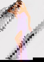 Sparkly fitted dress with sweetheart neckline D5600