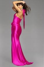 halter neck fuchsia dress D5814