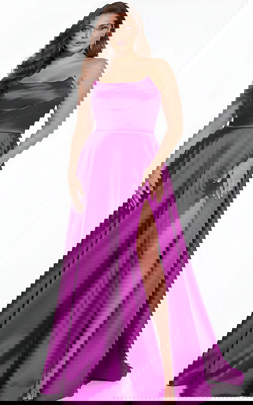 strapless high slit dress D5822