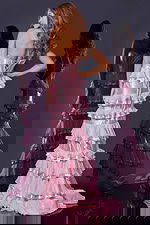 metallic pink layered dress D5995