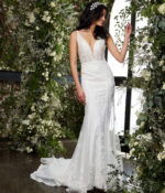 Jovani JB07385 ivory gown with mermaid silhouette and delicate lace features.